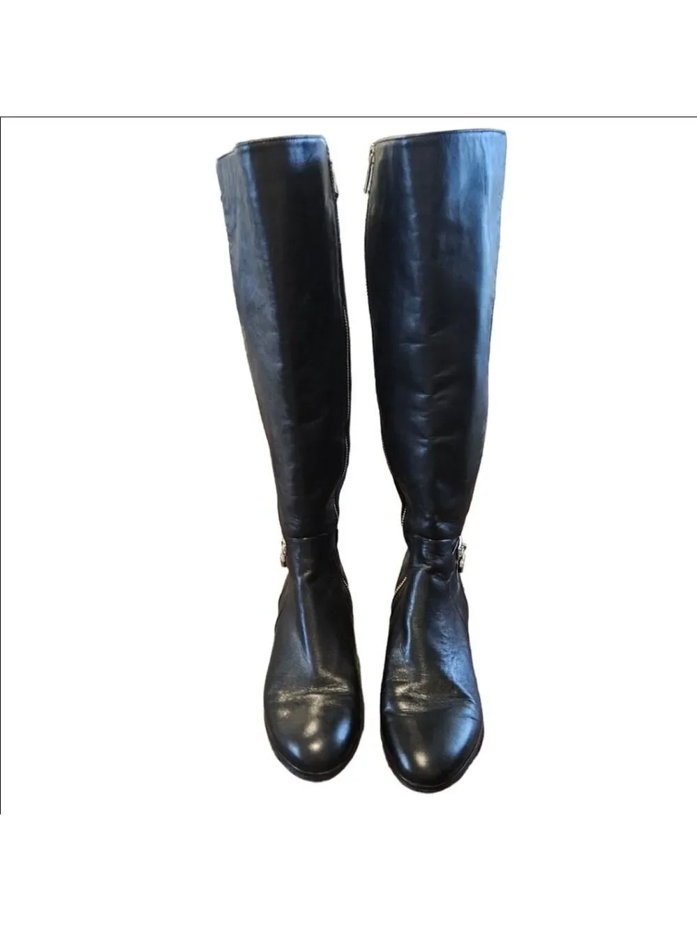 Women's Michael Kors Leather Hamilton Collection Black Knee-High Riding Boots 7